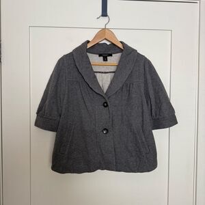 Weekend Max Mara Cardigan Jacket Womens Sz L Gray Button Up Short Sleeve Soft